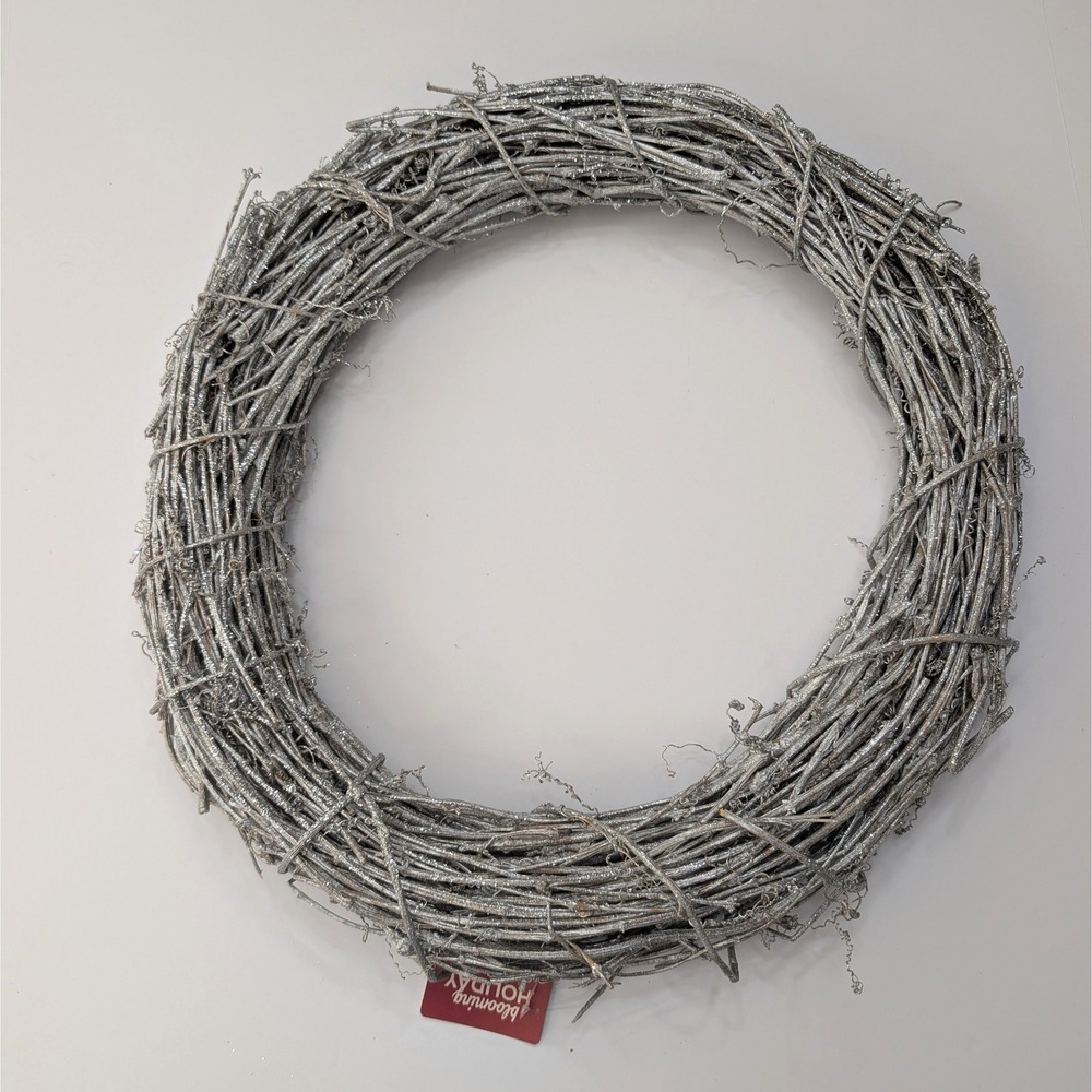 Blooming Holiday Silver Glitter Grapevine Wreath Base 18 in Christmas DIY Crafts